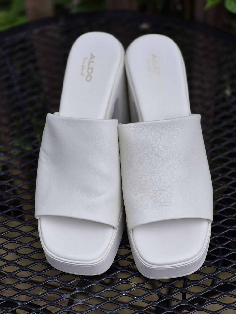 ALDO White Padded Slide Platform Mules - Picture 9 of 16